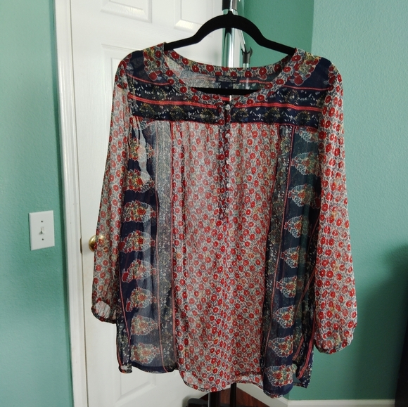 Floral Sheer Women's Top - Multicolor - Picture 1 of 7